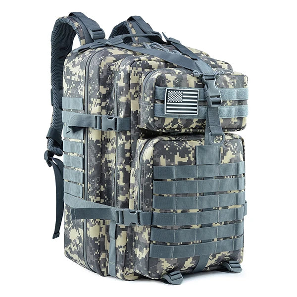 Black tactical backpack with multiple compartments designed for nurses on the go
