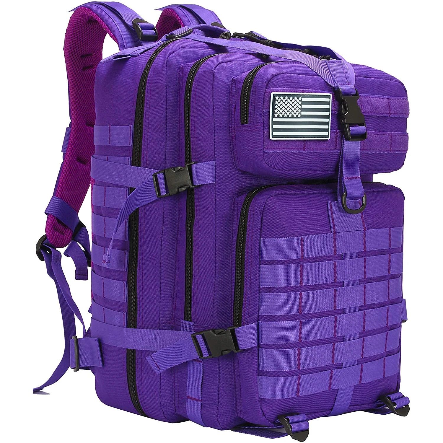 Open tactical medical backpack showing organized healthcare tools inside
