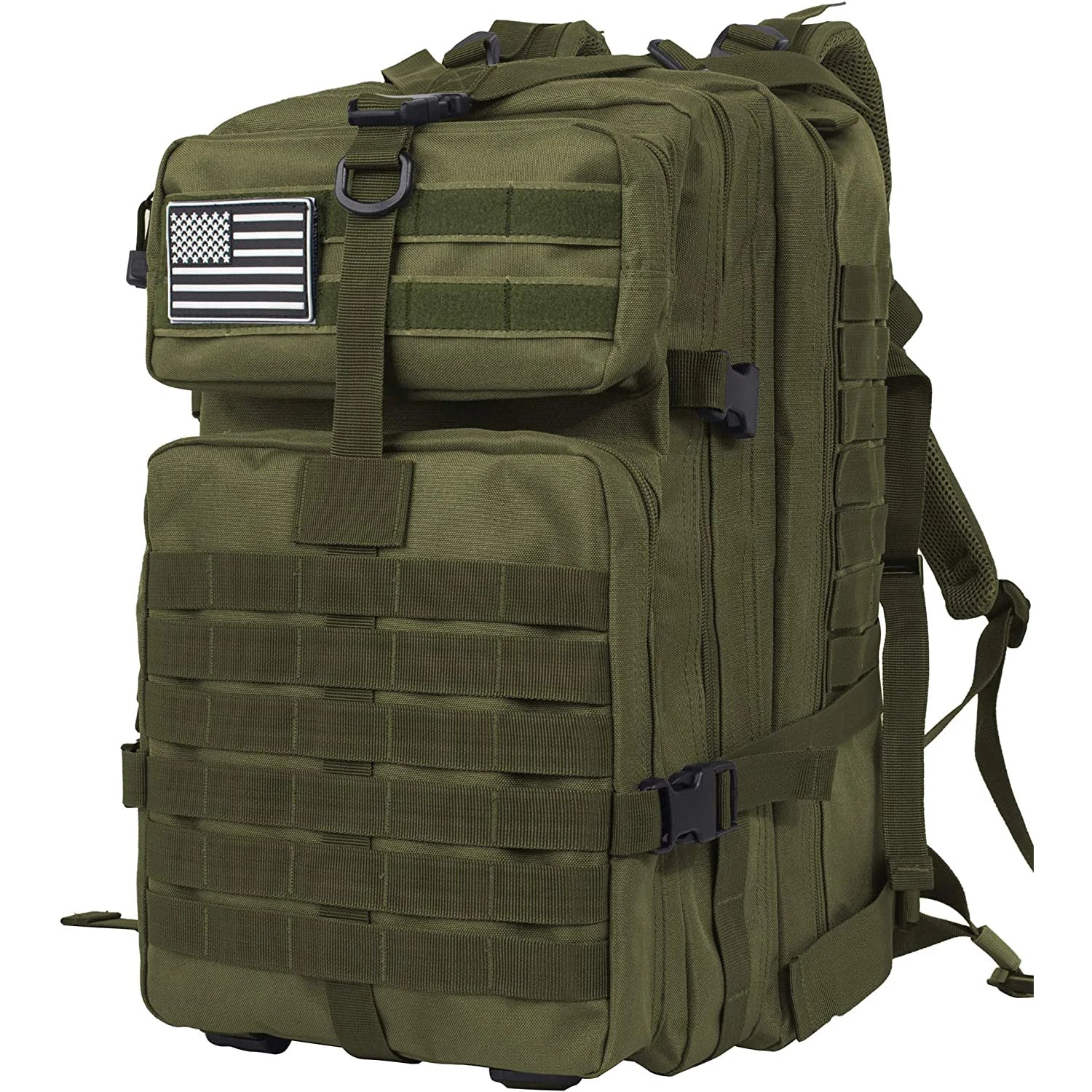 Nurse grabbing supplies from tactical backpack in a clinic setting
